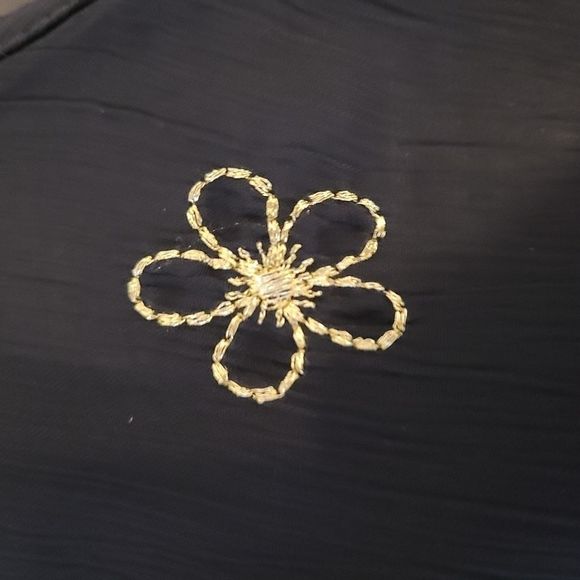 EUC Hollister Dark Blue Gold Flowers Sheer Tank M - Picture 5 of 6